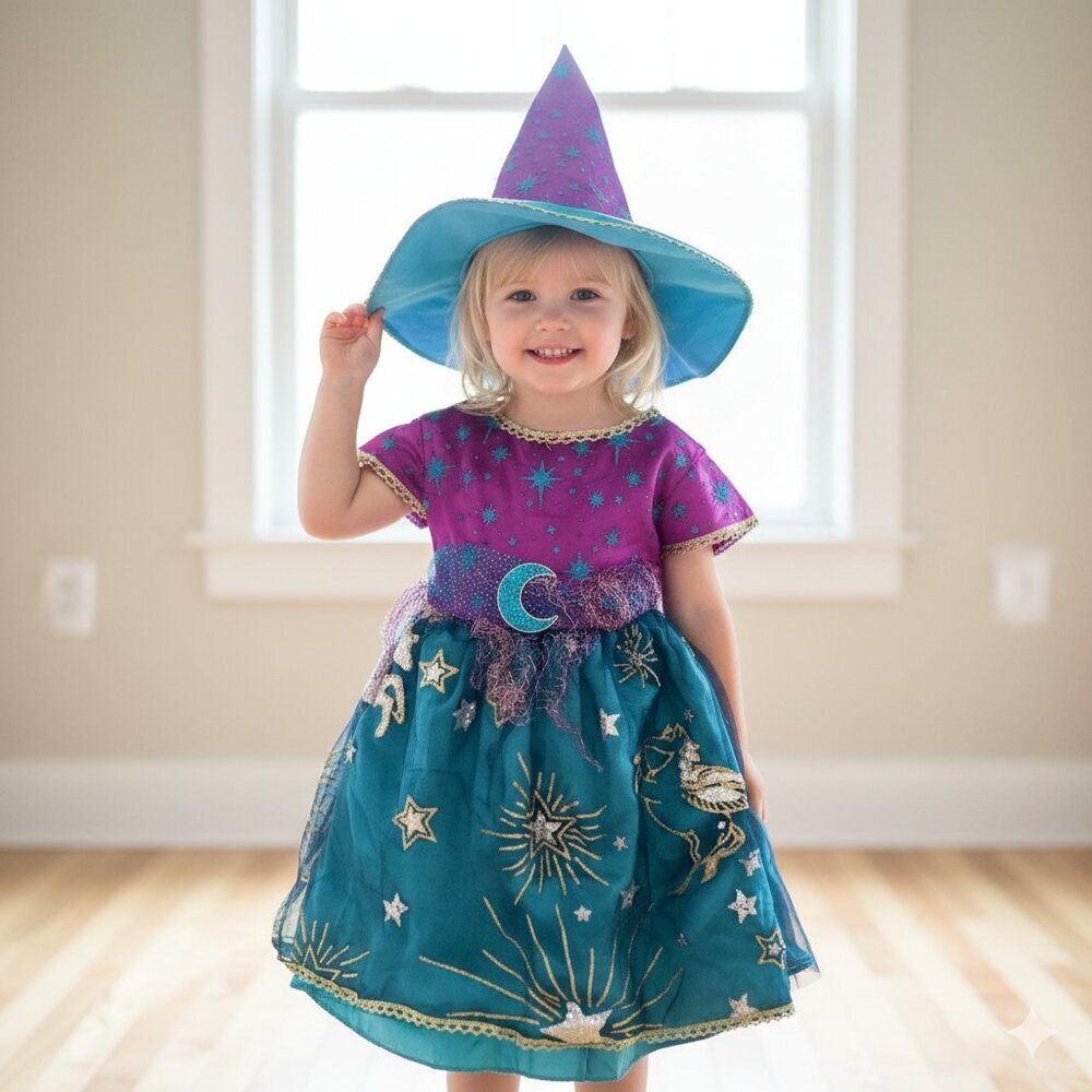 Magical Teal & Purple Witch/Fairy Costume Toddler Kids Size 2-3T Dress Up